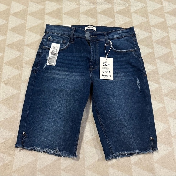 Kenzie jeans ellA shorts distressed dark wash 11” - Picture 1 of 4